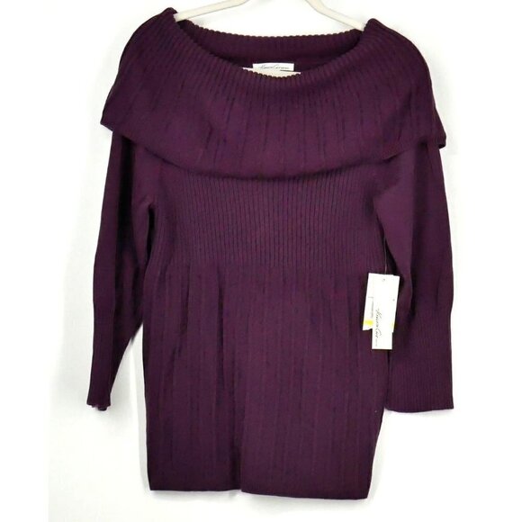 NWT Kenneth Cole Off-Shoulder Sweater Purple M - Picture 1 of 3